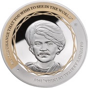1 Dollar - Elizabeth II Gandhi's Arrival in India, Niue, 2015 reverse image