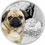 1 Dollar - Elizabeth II Mops Pug, Niue, 2015 reverse image