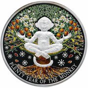 1 Dollar - Elizabeth II Plenty Year of the Monkey, Niue, 2016 reverse image