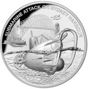 1 Dollar - Elizabeth II Submarine Attack on Sydney Harbour, Niue, 2017 reverse image