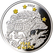 1 Dollar - Elizabeth II Year of the Pig, Niue, 2019 reverse image