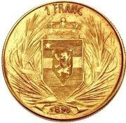 1 Franc - Léopold II Pattern reverse image