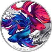 1 Dollar - Charles III Siamese Fighting Fish, Niue, 2024 reverse image