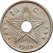 10 Centimes - Léopold II, Belgian Congo, Rwanda and Urundi, 1909 reverse image
