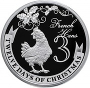 2 Dollars - Elizabeth II 3 French Hens, Niue, 2009-2010 reverse image