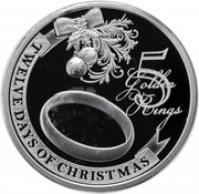 2 Dollars - Elizabeth II 5 Golden Rings, Niue, 2009-2010 reverse image