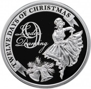 2 Dollars - Elizabeth II 9 Ladies Dancing, Niue, 2009-2010 reverse image