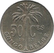 50 Centimes - Albert I French text, Belgian Congo, Rwanda and Urundi, 1921-1929 reverse image