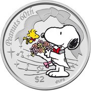 2 Dollars - Elizabeth II Snoopy and Woodstock, Niue, 2010 reverse image