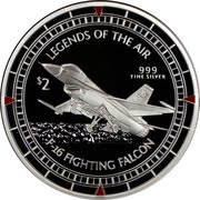 2 Dollars - Elizabeth II F-16 Fighting Falcon, Niue, 2011 reverse image