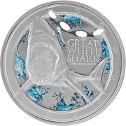 2 Dollars - Elizabeth II Great White Shark, Niue, 2012 reverse image