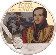 2 Dollars - Elizabeth II Mikhail Lermontov, Niue, 2012 reverse image