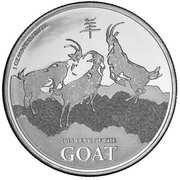 2 Dollars - Elizabeth II Year of the Goat, Niue, 2015 reverse image