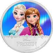 2 Dollars - Elizabeth II Princesses Elsa and Anna, Niue, 2016 reverse image