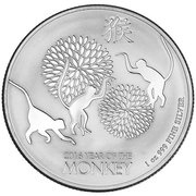 2 Dollars - Elizabeth II Year of the Monkey, Niue, 2016 reverse image
