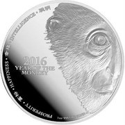 2 Dollars - Elizabeth II Year of the Monkey, Niue, 2016 reverse image