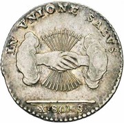 10 Sols / Stuivers Type 1; Insurrection Coinage reverse image