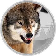 2 Dollars - Elizabeth II European Grey Wolf, Niue, 2016 reverse image