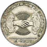 10 Sols / Stuivers Type 2; Insurrection Coinage reverse image