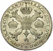 1 Couronne / Kronenthaler - Joseph II Type 1, Belgium, 1781-1789 reverse image