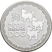 2 Dollars - Elizabeth II Year of the Dog, Niue, 2018 reverse image