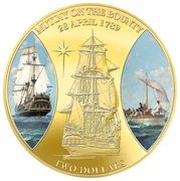 2 Dollars - Elizabeth II Mutiny on the Bounty, Niue, 2019 reverse image