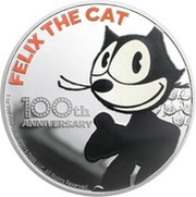 2 Dollars - Elizabeth II Felix the Cat, Niue, 2019 reverse image