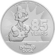 2 Dollars - Elizabeth II Donald Duck's 85th Anniversary, Niue, 2019 reverse image