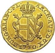 2 Souverains - Maria Theresa Type 1, Belgium, 1749-1751 reverse image