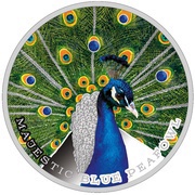 2 Dollars - Elizabeth II Majestic Blue Peafowl, Niue, 2019 reverse image