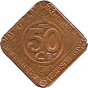 50 Centimes - Albert I Ghent - German Occupation Coinage reverse image