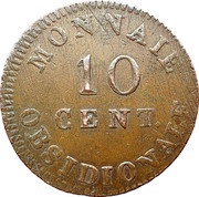10 Centimes - Louis XVIII Antwerp; Siege Coinage, Belgium, 1814 reverse image
