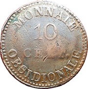 10 Centimes - Louis XVIII Antwerp; Siege Coinage, Belgium, 1814 reverse image