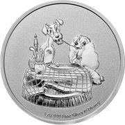 2 Dollars - Elizabeth II Lady and the Tramp, Niue, 2022 reverse image