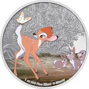 2 Dollars - Elizabeth II Bambi and Butterfly, Niue, 2022 reverse image