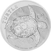 2 Dollars - Charles III Hawksbill Turtle, Niue, 2023 reverse image