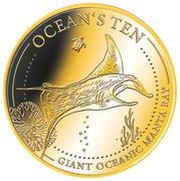 2 Dollars 50 Cents - Elizabeth II Giant Oceanic Manta Ray, Niue, 2019 reverse image