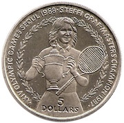 5 Dollars - Elizabeth II Steffi Graf, Niue, 1988 reverse image