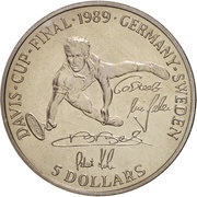 5 Dollars - Elizabeth II Davis Cup reverse image