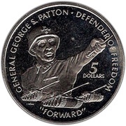 5 Dollars - Elizabeth II George S. Patton, Niue, 1990 reverse image