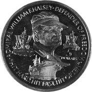 5 Dollars - Elizabeth II Admiral Halsey, Niue, 1990 reverse image