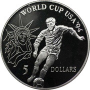 5 Dollars - Elizabeth II 1994 World Cup in USA, Niue, 1991 reverse image