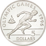 5 Dollars - Elizabeth II Sprinter, Niue, 1992 reverse image