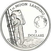 5 Dollars - Elizabeth II 1st Moon Landing, Niue, 1992 reverse image