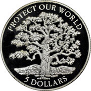 5 Dollars - Elizabeth II Protect our World, Niue, 1993 reverse image
