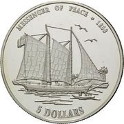 5 Dollars - Elizabeth II Messenger of Peace, Niue, 2000 reverse image