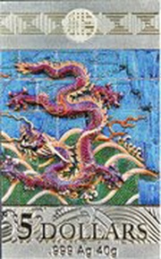 5 Dollars - Elizabeth II Year of the Dragon, Niue, 2012 reverse image