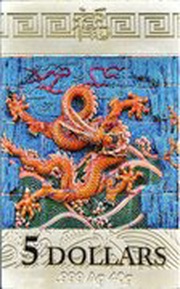 5 Dollars - Elizabeth II Year of the Dragon, Niue, 2012 reverse image