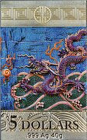 5 Dollars Year of the Dragon, Niue, 2012 reverse image