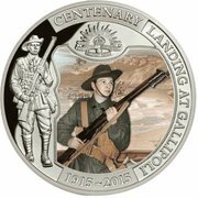 5 Dollars - Elizabeth II Landing at Gallipoli, Niue, 2015 reverse image